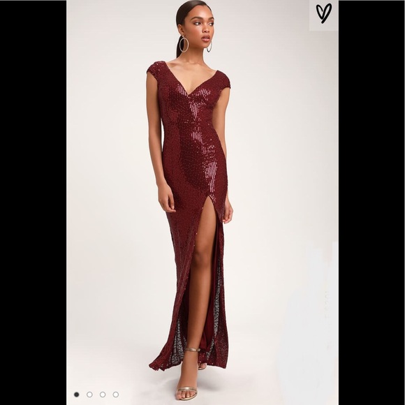 Lulus Dresses & Skirts - NWT Lulu’s Burgundy Sequin Maxi Dress